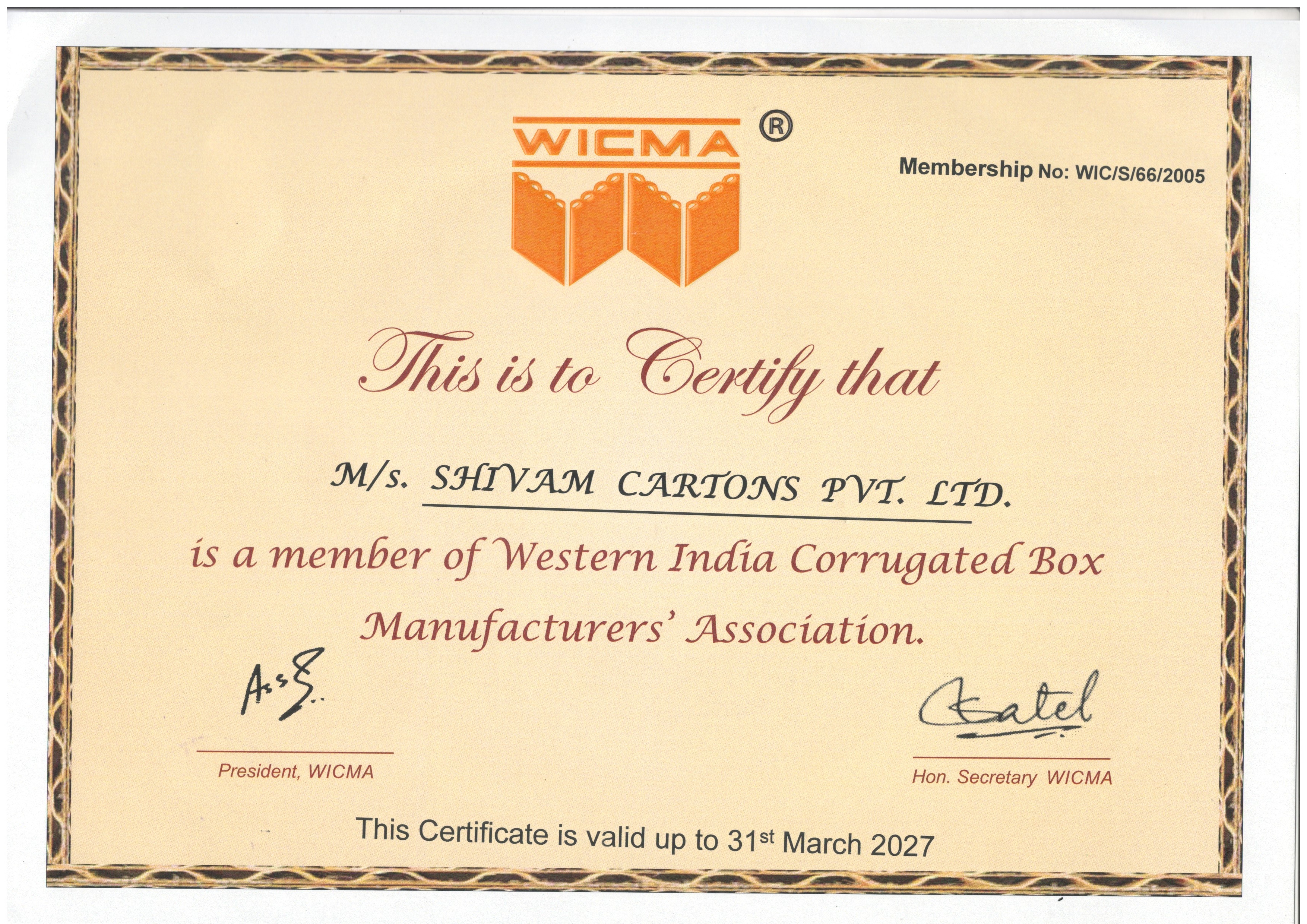 WICMA Certificate 2026
